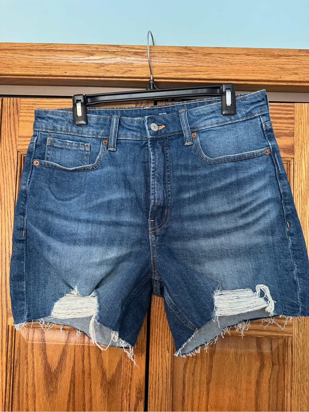 Old Navy Dark Blue Distressed Denim Cutoff Shorts